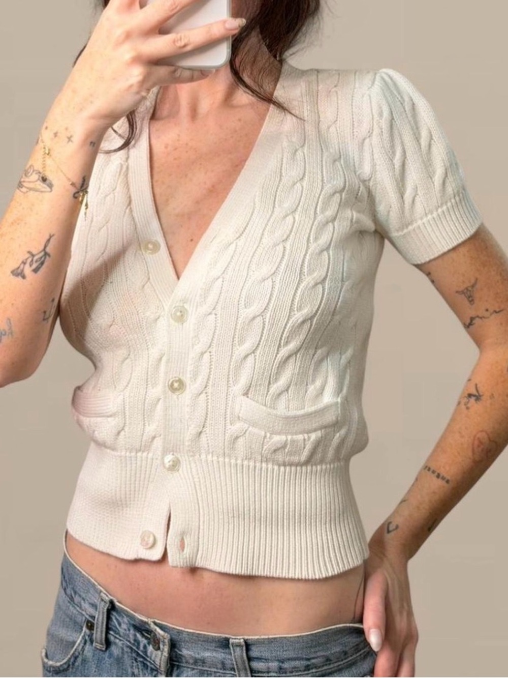 Ralph Lauren Short Sleeve Cable Knit Top